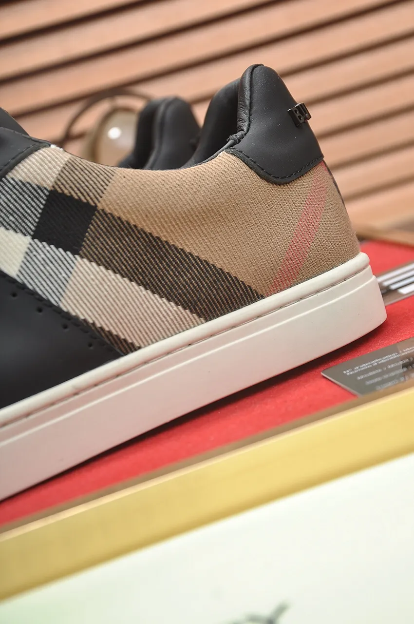 Men's shoes💰480💶[Burberry] (cowhide lining) classic low-top sneakers｜Imported cowhide with classic plaid fabric｜Cow leather lining｜Original outsole｜Fine workmanship and comfortable to wear Size: 38-44 (customized at 45)